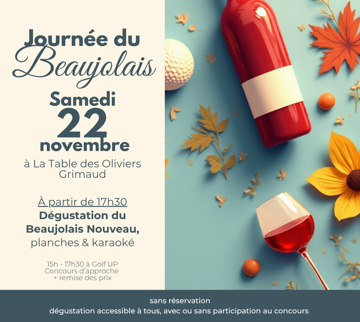 Dégustation du Beaujolais Nouveau 2025 à La Table des Oliviers, restaurant à Grimaud